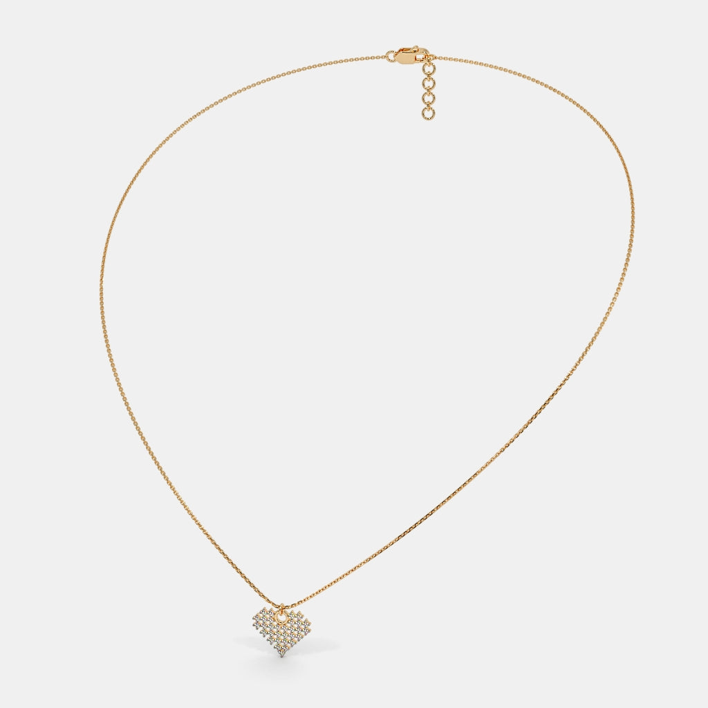 The Pixelated Hearts Pendant Necklace