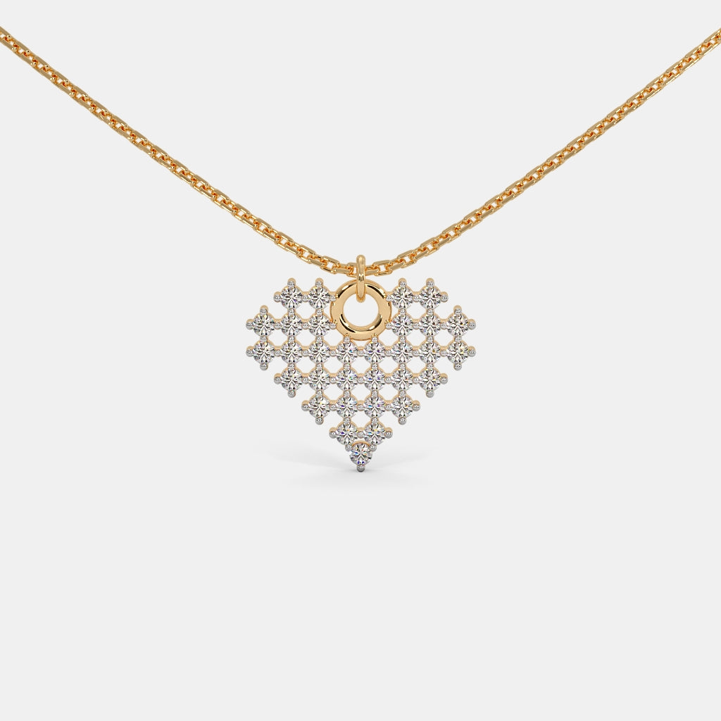 The Pixelated Hearts Pendant Necklace